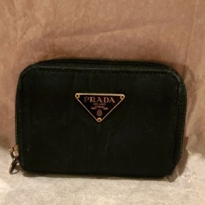 Prada Nylon Zipper Wallet Black 4.25" X 3" - image 1